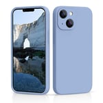 CALOOP Slim-Fit for iPhone 13,Sturdy Shockproof Hard Frame Cover with Anti-Scratch Microfiber Lining,Skin Soft Liquid Silicone,Full Protection for Screen and Camera Lens(Sierra Blue)