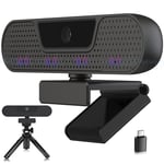 VIZOLINK W2G Webcam 1080P 60FPS, Full HD Webcam for PC with Microphone, Privacy Cover, Tripod, HD Light Correction, 75°View, Plug & Play, for Streaming, Video Call, Conference, Skype,Zoom,Laptop,Mac