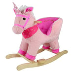 Sport One Licorne à Bascule avec Sons. Cheval à Bascule pour Enfants + 10 Mois en Peluche et Bois. Effet sonore. Balancelle 68 x 33 x 50 cm. Assise Confortable avec Dossier intégré. Rose 705100521