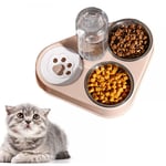 Double Gamelle Surélevée pour Chat et Chien avec Stockage d'eau Automatique - Bol Acier Inoxydable (Rose)