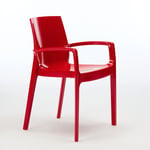 Grand Soleil - Chaise polypropylène empilable avec accoudoirs salle à manger Cream Couleur: Rouge