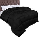 Utopia Bedding Couette 200x200 cm, Couette Chaud 370 GSM, pour lit 2 Personne, Couverture Noir avec Onglets d'angle (Noir)