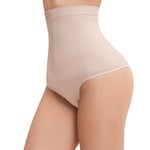 INNERSY Womens Shapewear Thong High Waist Tummy Control Body Shaper Hold Me in Thongs After Birth (8, Pale Pink)