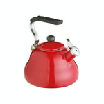 Le'Xpress 2 Litre Whistling Kettle Red - Stove Range Cooker Hob Top 