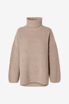 Selected FEMME - Tröja slfMary LS Long Knit Roll Neck - Beige