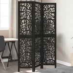 Room Divider 3 Panels Black Solid Wood Paulownia vidaXL