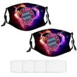 Nuberyl Munich FC Football Team Bayern (1) Masque Facial Unisexe Bandana Cagoule Écharpe Cache-Cou réglable 4 Fliters remplaçables Pack de 2 Sun Protection Anti-poussière Sports