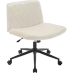 Woltu - Chaise de Bureau en Velours, Chaise de Bureau Ergonomique Hauteur Réglable, Chaise à Roulette, Chaise Coiffeuse, Crème