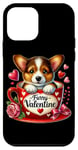 Coque pour iPhone 12 mini Chiot en fourrure Valentine dans une tasse avec cœurs