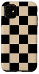 Coque pour iPhone 11 Beige Black Checkerboard Vintage Minimalist Retro Aesthetic