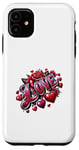 iPhone 11 The Word Love surrounded By Hearts And Red Roses Case