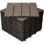 ECD Germany WPC Carreaux 30x30 cm - 44 Pièces par 4m² - avec Aspect Bois - Marron Foncé - Dalles avec Système de Drainage - pour Terrasse de Balcon