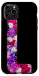 Coque pour iPhone 11 Pro Lettre L florale vibrante