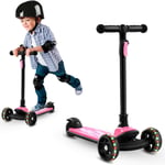 Kids 3 Wheeled Scooter, With Featuring LED Light-Up Wheels, Adjustable Height Kick Scooters, Suitable for Children Aged 3-8, Folding Light Up Kids Scooter.