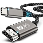 Cable USB C Vers HDMI 2M, Câble Type C Vers HDMI 4K, Thunderbolt 4/3 Vers HDMI C