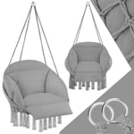 TECTAKE Fauteuil suspendu SAMIRA avec des Cordes de maintien solides pour une Utilisation à l'intérieur et à l'extérieur - Gris