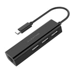 Lention Hub Usb-c To 3x Usb 2.0 Ethernet Adapter (black)