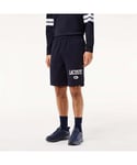 Lacoste Mens Regular Fit Print Jogger Shorts in Navy Cotton - Size Large