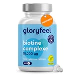 Biotine 10000 mcg - 400 comprimés (+1 an) - Biotine Zinc Sélénium pour la peau, les cheveux & les ongles* - Avec Vitamines C, Silicium & B5 - Haute biodisponibilité (Zinc bisglycinate + D-biotine)