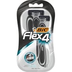 BIC Flex 4 Comfort men's razors with lubricating strip for a smooth and precise shave, Pack of 3 razors