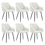 WOLTU Lot de 6 Chaises de Salle à Manger, Chaises de Cuisine Rembourrées avec Dossier, Accoudoirs, Pieds en Métal, pour Salon, Bureau, Coiffeuse, en Velours, Crème, EZS02cm-6