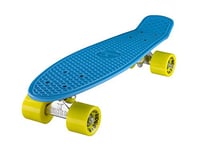 Ridge Skateboards 22" Original Mini Cruiser Skate 55cm Skateboard Planche a Roulettes Complète en 90 couleurs Bleu/Jaune