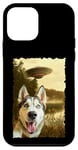 Coque pour iPhone 12 mini Funny Husky UFO Encounter Hilarious Husky Dog Selfie Aliens