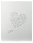 Exacompta - Ref. 4754E - 1 Harmony guest book - Glittery balacron outside and back - Vertical format 27 x 22 cm - Silver edge, silver heart marking - 100 plain pages - Colour: Glittery white