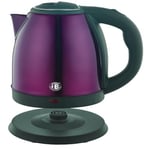 Herzberg, HG5011-PUR, Bouilloire électrique 1.8L INOX sans Fil Violet, résistance à Fond Plat 1500W, arrêt Automatique, Niveau de Remplissage extérieur, Filtre intégré, Base à 360°