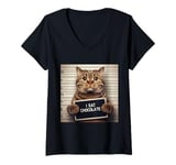 Womens I Eat Chocolate Cat Men Women Kids Boys Girls Teens Family V-Neck T-Shirt