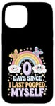 Coque pour iPhone 15 0 Days Since I Last Pooped Myself Coloré mignon Kawaii