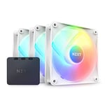 NZXT F120 RGB Core Triple Pack - RF-C12TF-W1 - 3 x 120mm Hub-Mounted RGB Fans with RGB Controller - 8 Individually-Addressable LEDs - Semi-Translucent Blades - High Static Pressure & Airflow - White