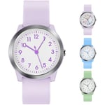 SOCICO Montre Analogique pour Enfant Garçon Fille, 5ATM/50M Étanche Facile à Lire Quartz Minimaliste Montre pour Enfants de 8 à 18 Ans (Violet)