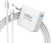 100W USB C Chargeur GAN Ordinateur Portable Type C pour MacBook Pro 16 15 14 Zoll, MacBook Air, iPad Pro, Galaxy S24 S23, Dell XPS, HP, Lenovo Thinkpad Yoga, Tablet