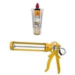 SIKA - Lot de 2 cartouches de scellement chimique à prise rapide - Fixation d'objets lourds - Int/Ext - Scelle store, volet, portail, radiateur - Ton pierre - 300ml + Pistolet d'application