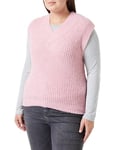 OCY Women's Knitted Jumper Vest, Pink Melange, XL/XXL