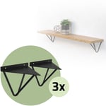 ML-Design Lot de 6 Pièces de Support d'Étagère, 160mm, en Métal, Noir, Forme Triangulaire, Design Industriel, Équerre d'Étagère Flottante pour