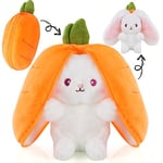 OSDUE Lapin Mignon en Peluche de Pâques, Jouet en Peluche Lapin Cache-Cache, Rabbit Muppet Toys, Plushie Lapin Réversible Carotte Oreiller, Créatif Cadeaux de Vacances pour Adultes et Enfants