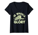 Womens 18 Wheels of Glory Semi Truck V-Neck T-Shirt