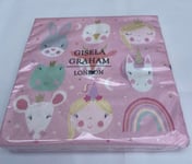 Pink Princess Party Napkins Magic Friends Character Unicorn Mouse Rainbow x 20