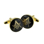 Black & Gold Enamelled Masonic Cufflinks with G Presented in a Box X2AJ319