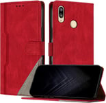 Étui Pour Huawei P20 Lite, Housse En Cuir Pu Avec [Protection Antichoc Tpu] [Fonction Support] [Porte-Cartes ] Antichoc Magnétique Coque Pour Huawei P20 Lite - Rouge