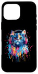 Coque pour iPhone 16 Pro Max Persian Cat Lovers Pop Art Casque audio amusant chat persan