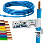 H07V-U - Câble conducteur rigide - Gaine en PVC - 2,5 mm² - Couleur : bleu clair - 10 m, 15 m, 20 m, 25 m, 30 m, 35 m, 40 m, 45 m, 50 m, 55 m, 60 m jusqu’à 100 m au choix