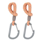 LÄSSIG Fixation pour poussette (2 pcs.) Mousqueton Crochet pour poussette Crochet pour faire les courses/Stroller Hooks Cord beige/orange/lavender