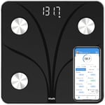 Vitafit Balance Pese Personne, Balance Connectée Bluetooth Pèse Personne Impédancemètre, Balance Impedancemetre avec 13 Données Corporelles (BMI/Graisse Corporelle/Masse Osseuse), 180kg Noir