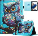 Coque Pour Tablette Samsung Galaxy Tab A9 8.7 Pouces (Sm-X110/ Sm-X115) Etui Galaxy Tab A9 Housse Pu Cuir Flip Support Portefeuille Protection Coque, Hibou[Coq104484]