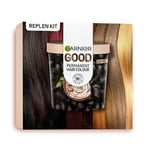 Garnier Good Permanent Hair Dye Replen Kit, 3.0 Dark Chocolate Brown, Up To 100% Grey Coverage, 8 Weeks Long-Lasting Colour, No-Drip Application