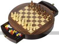 Round 3-in-1 Game Set - Chess, Draughts and Chinese Checkers (UK)