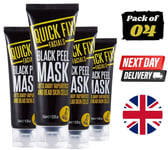 4 x Quick Fix Facials Charcoal Black Peel Mask 75ml Deep Cleanse Pore Mask